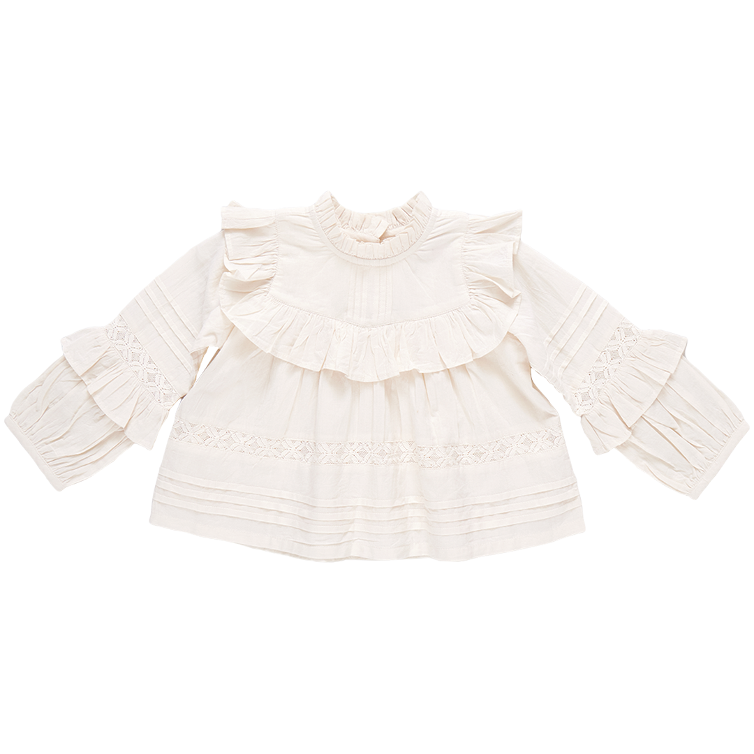 Girls Lace Mira Top - Antique White