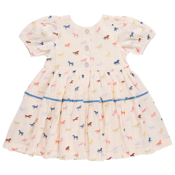 Girls Charlie Dress - Multi Tiny Horses