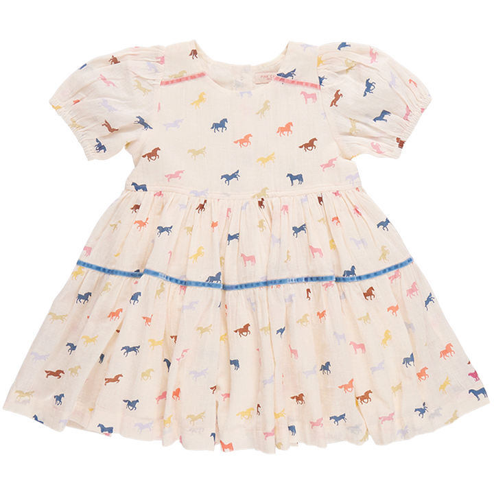 Girls Charlie Dress - Multi Tiny Horses