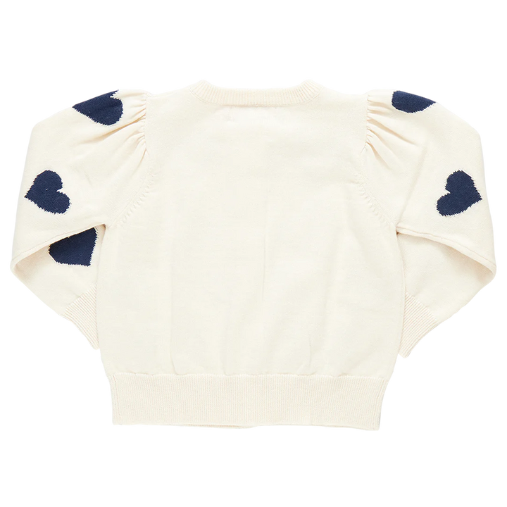 Girls Constance Sweater - Navy Tossed Hearts
