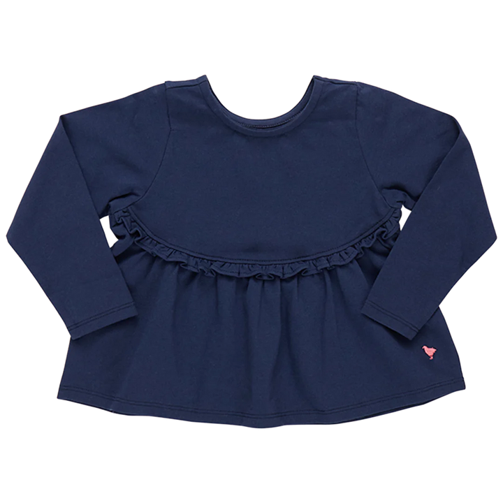 Girls Organic Rowan Top - Navy