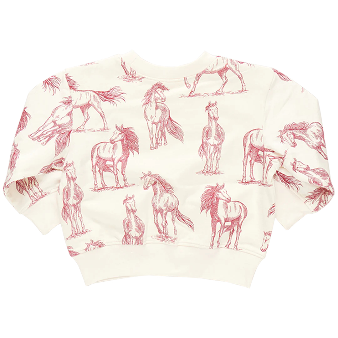 Kids Organic Sweatshirt - Vintage Rose Horses