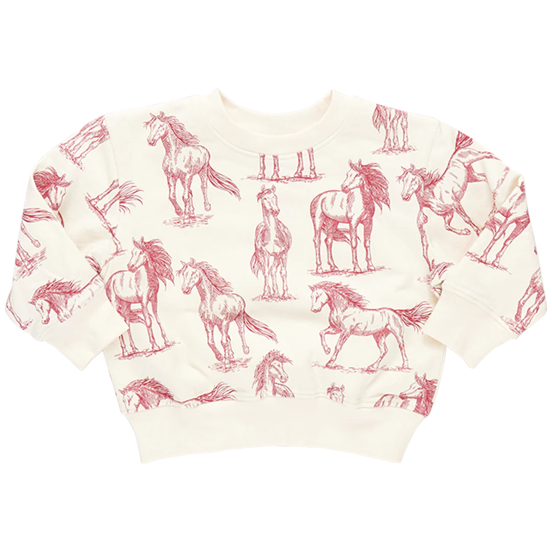 Kids Organic Sweatshirt - Vintage Rose Horses