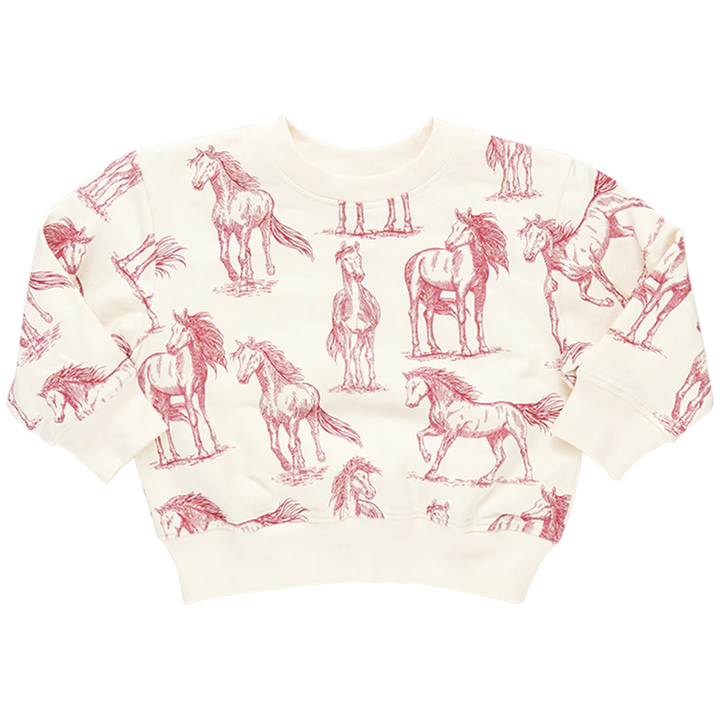 Kids Organic Sweatshirt - Vintage Rose Horses