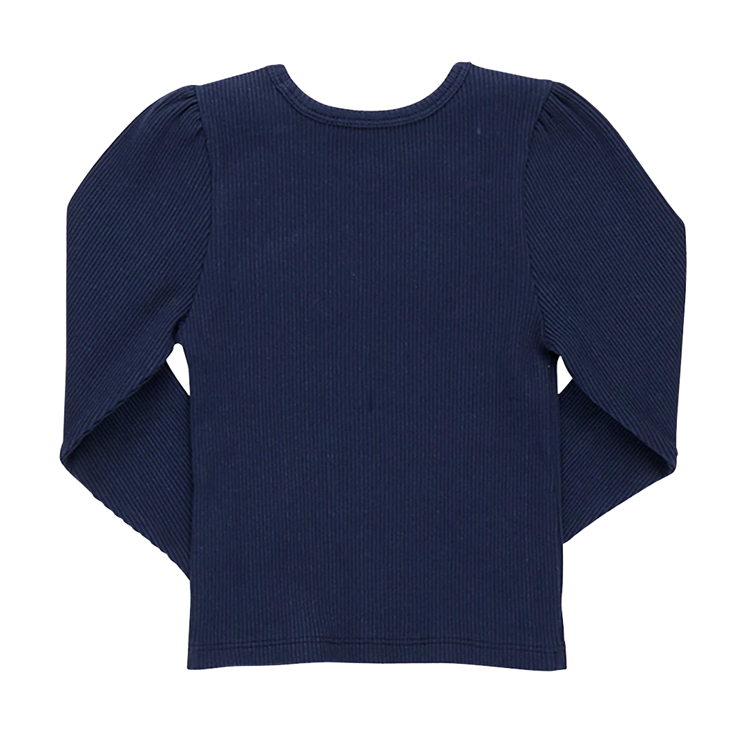 Girls Organic Camella Rib Top - Navy