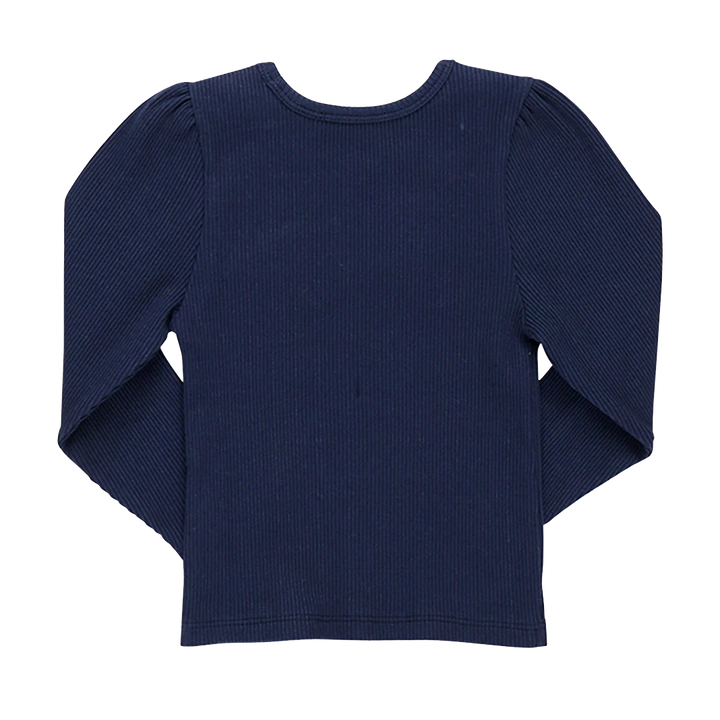 Girls Organic Camella Rib Top - Navy