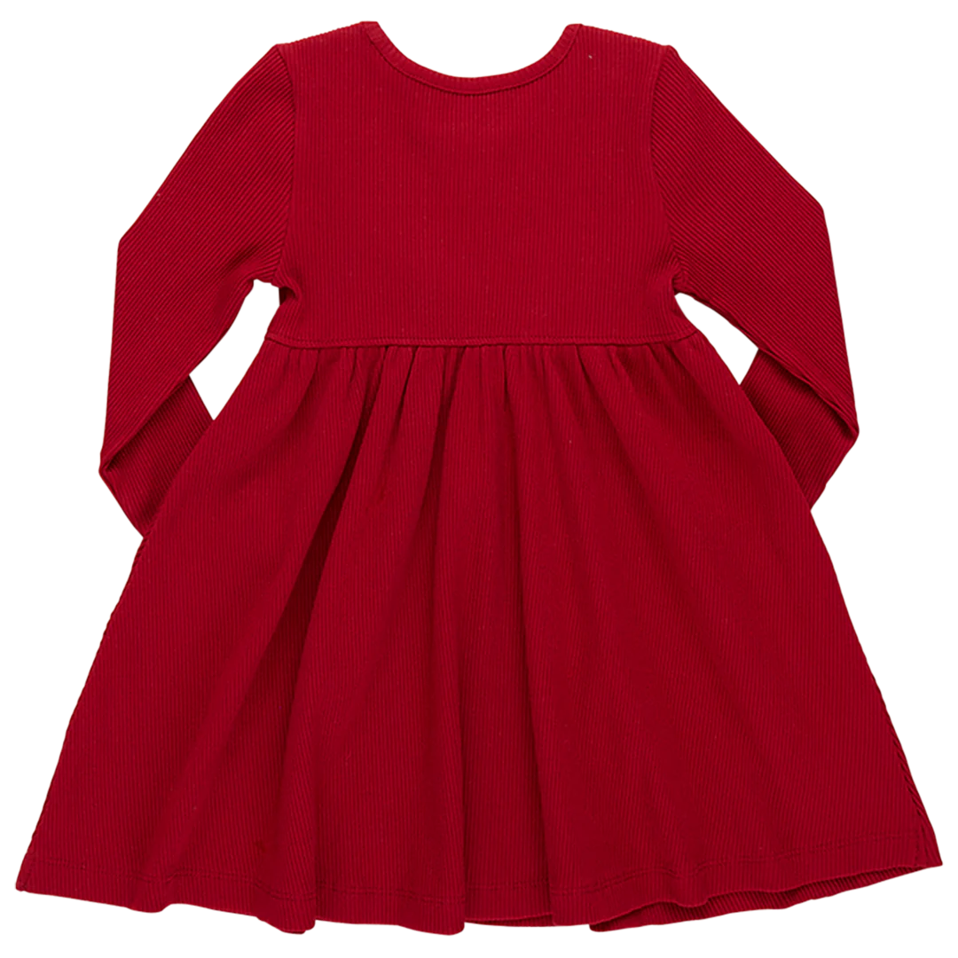 Girls Organic Kylie Rib Dress - Chili Pepper