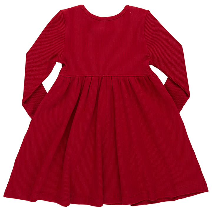 Girls Organic Kylie Rib Dress - Chili Pepper