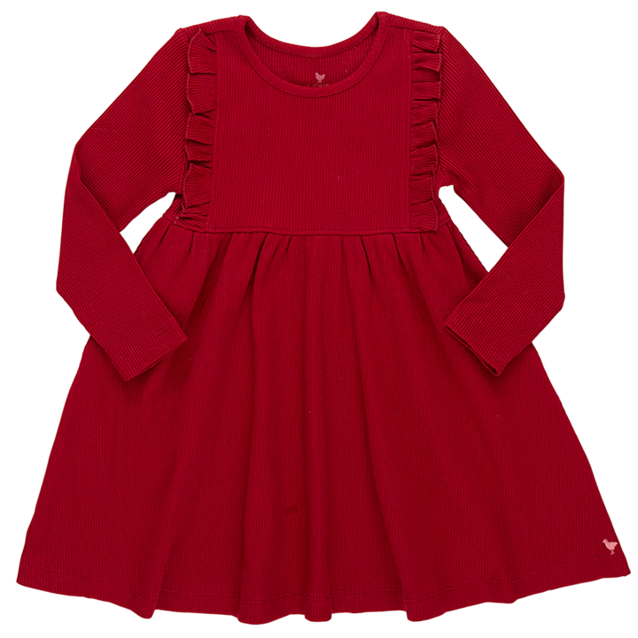 Girls Organic Kylie Rib Dress - Chili Pepper
