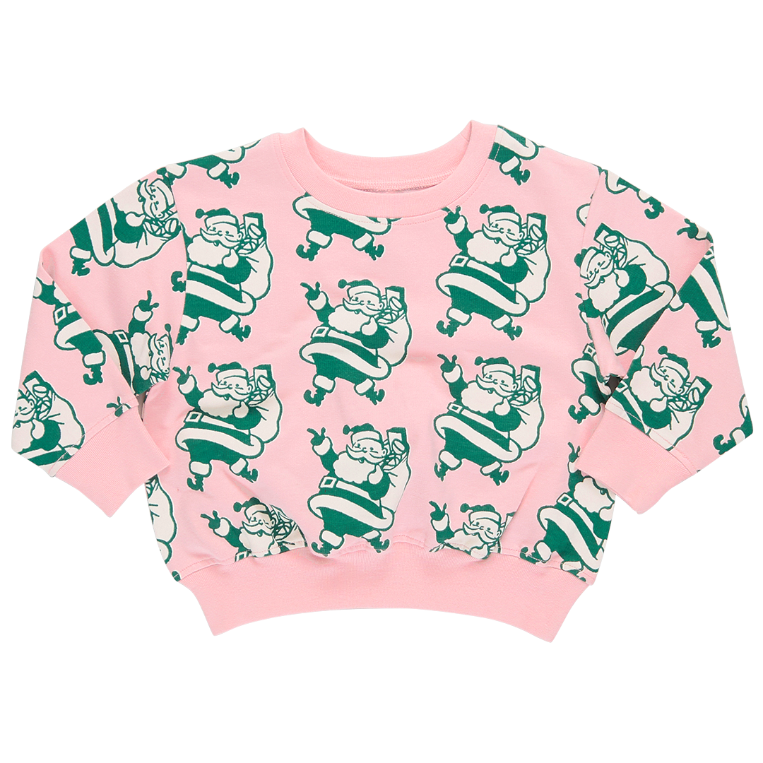 Girls Organic Sweatshirt - Holly Jolly Santa