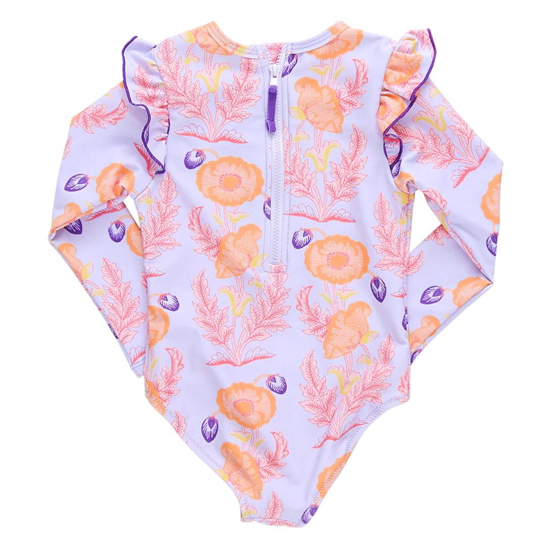 Girls Rachel Suit - Purple Gilded Floral
