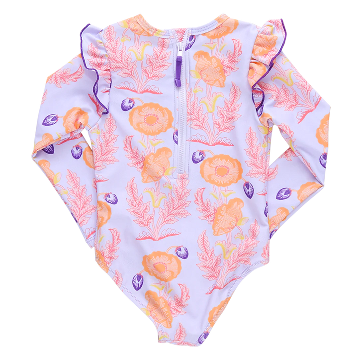 Girls Rachel Suit - Purple Gilded Floral