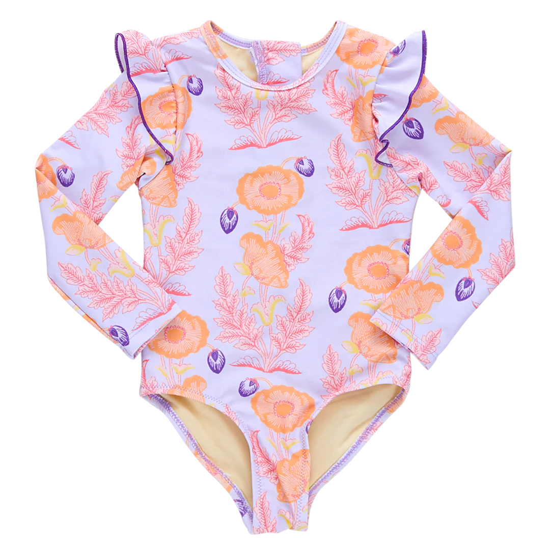 Girls Rachel Suit - Purple Gilded Floral