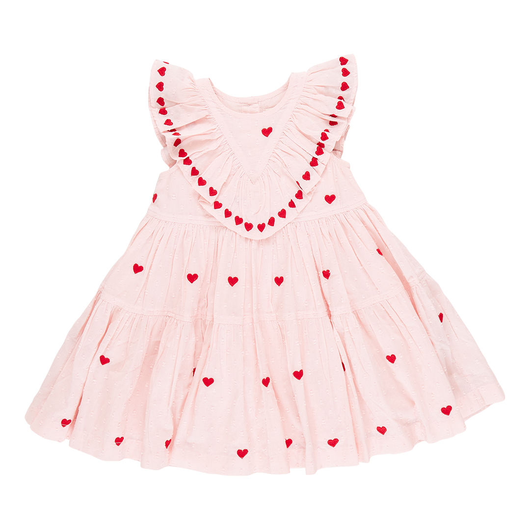 Girls Raphaela Dress Confetti Heart Embroidery K&K's Giving Tree