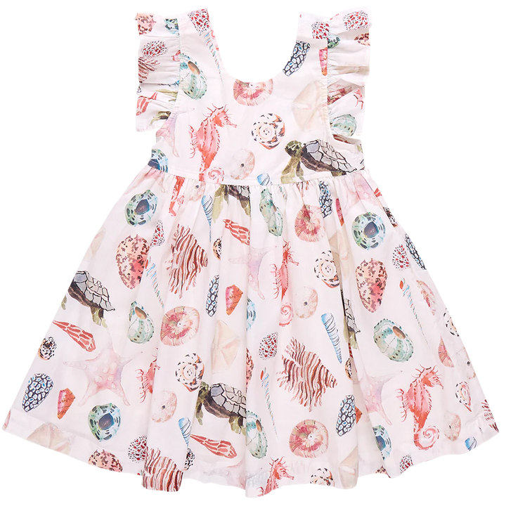 Girls Liv Dress - Watercolor Shells