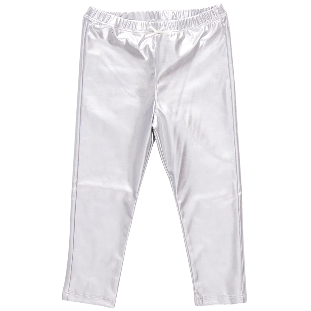 Girls Lame Legging - Silver