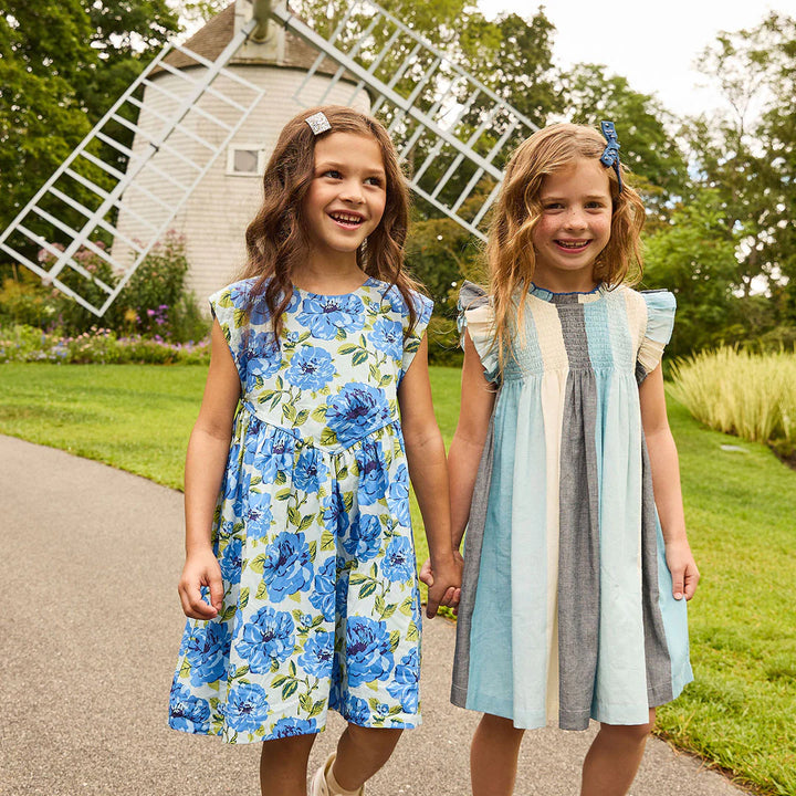 Girls Stevie Dress - Ocean Stripe