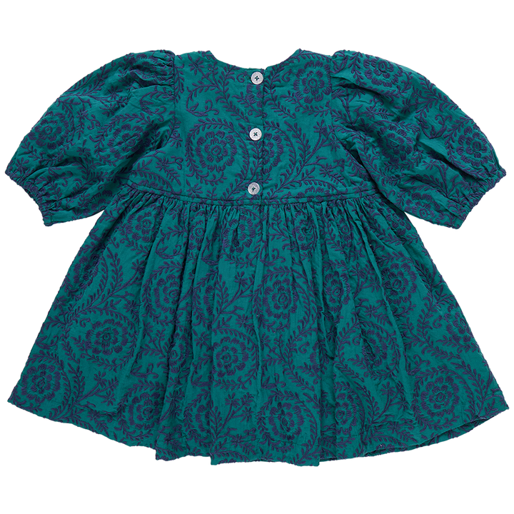 Girls Brooke Dress - Evergreen Blooming Embroidery
