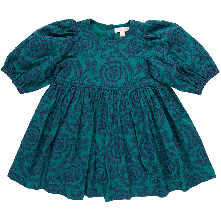 Girls Brooke Dress - Evergreen Blooming Embroidery