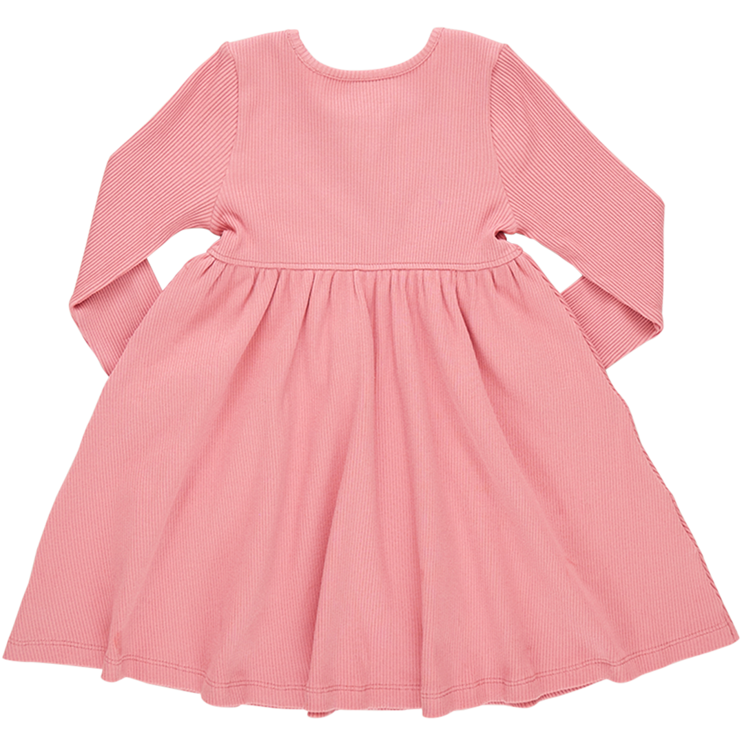 Girls Organic Kylie Rib Dress - Brandied Apricot