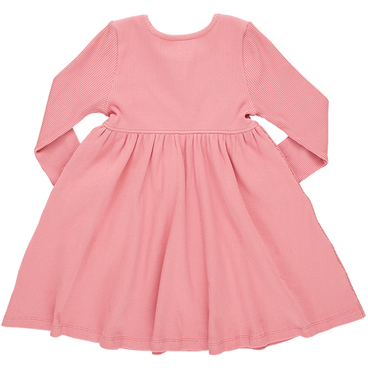 Girls Organic Kylie Rib Dress - Brandied Apricot