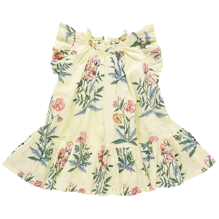 Girls Harper Dress - Pale Yellow Poppy