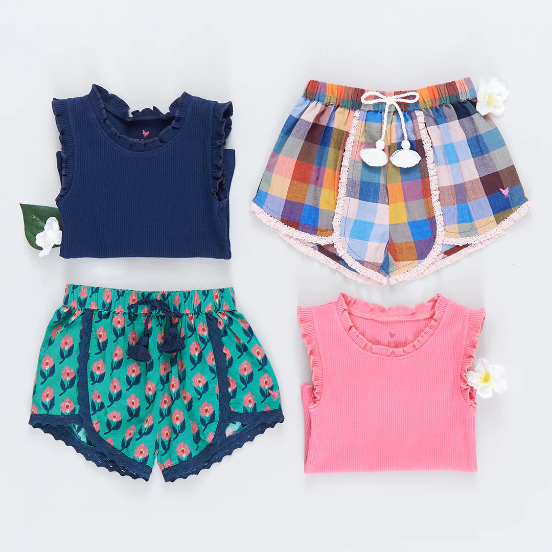 Girls Millie Short - Green Ikat Floral