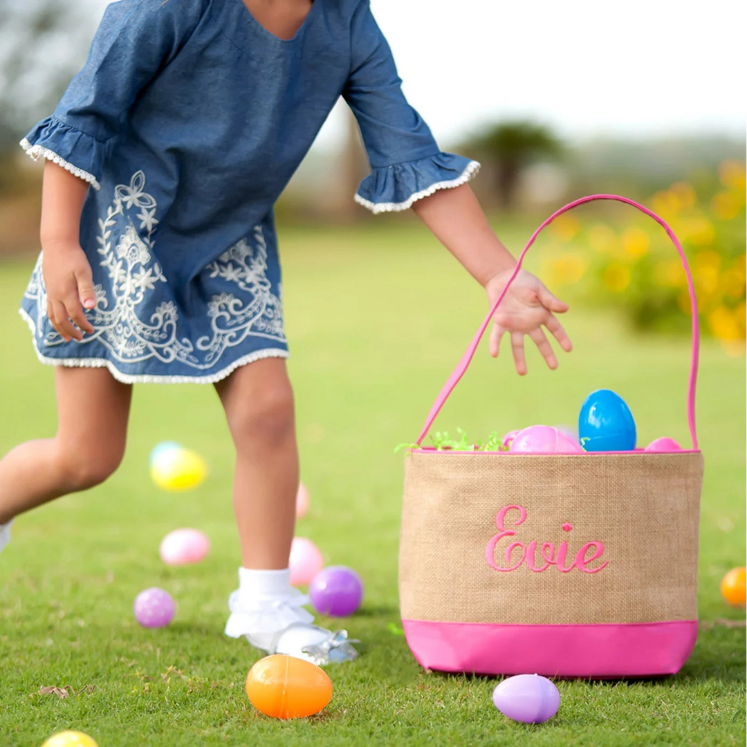 Hot Pink Burlap Bunny Basket