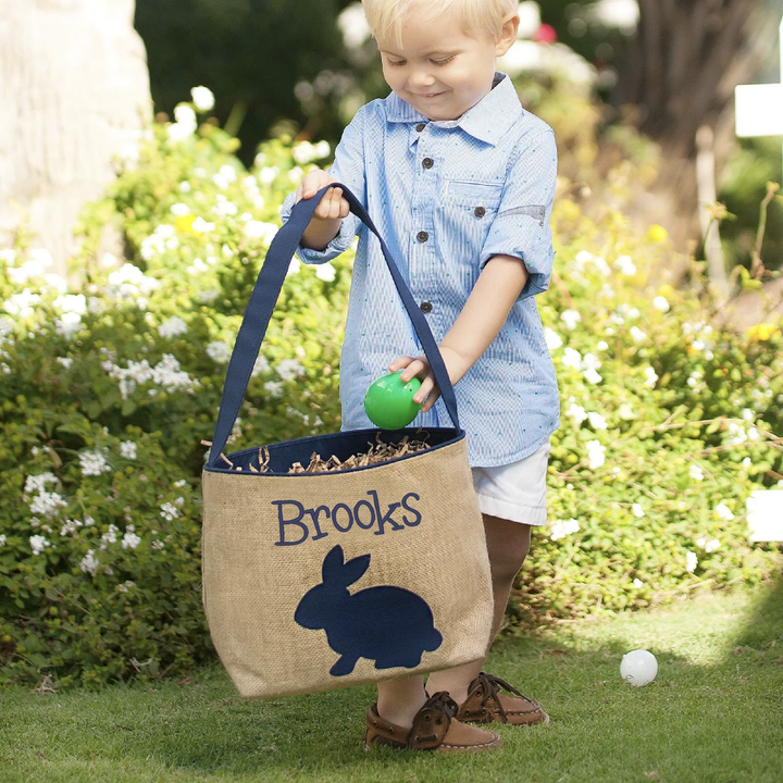 Navy Burlap Bunny Basket