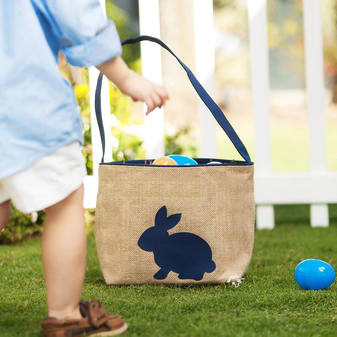 Navy Burlap Bunny Basket