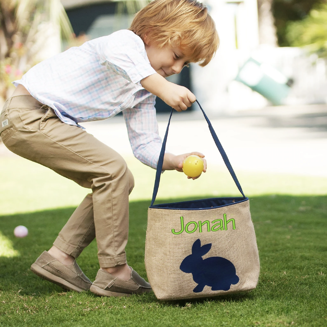 Navy Burlap Bunny Basket