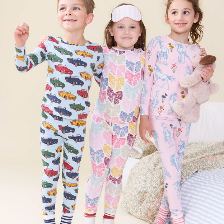 Kids Bamboo PJ Set - Pink Unicorn Fields