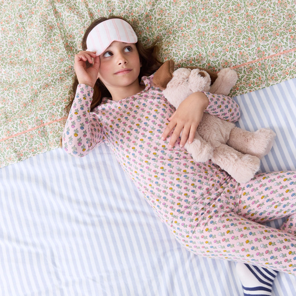 Kids Bamboo PJ Set - Pink Carnations