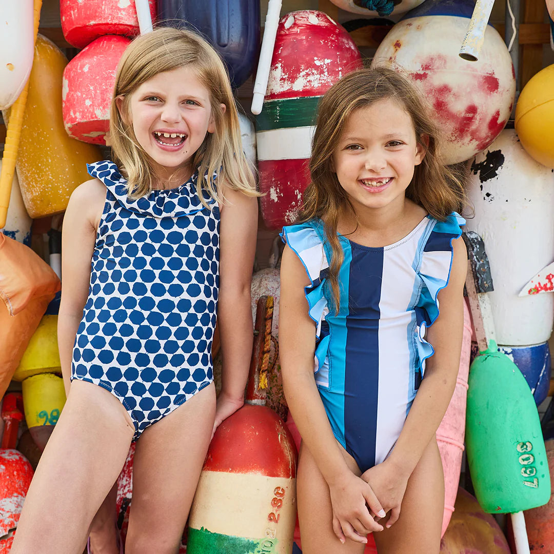 Girls Katniss Suit - Ocean Stripe