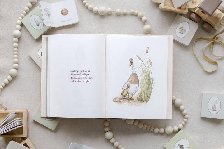 Mama Duck and duckling watercolor illustration from I&