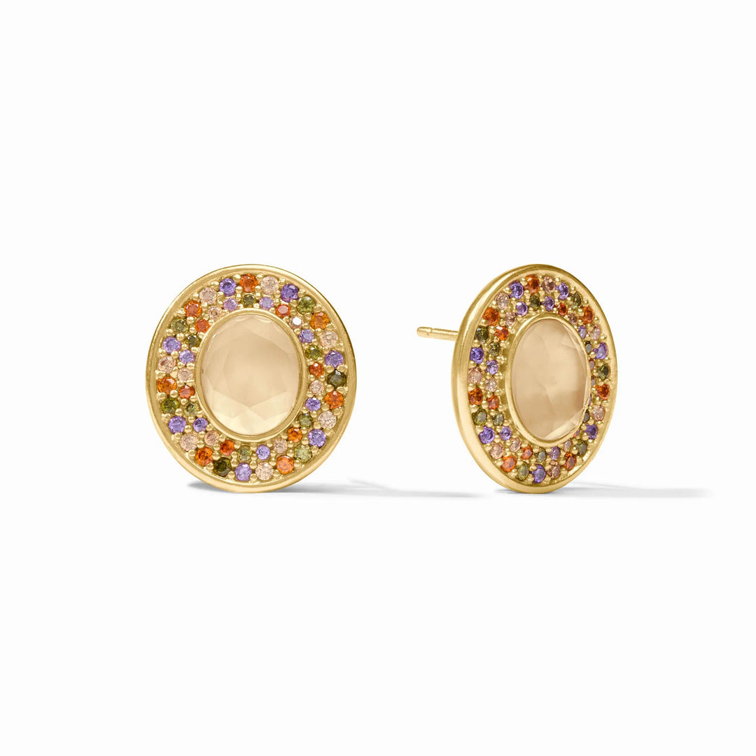 Julie Vos Stardust Stud Earrings in gold with Iridescent Champagne stones