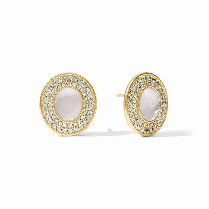Julie Vos Stardust Stud Earrings in gold with Iridescent Clear Crystal stones