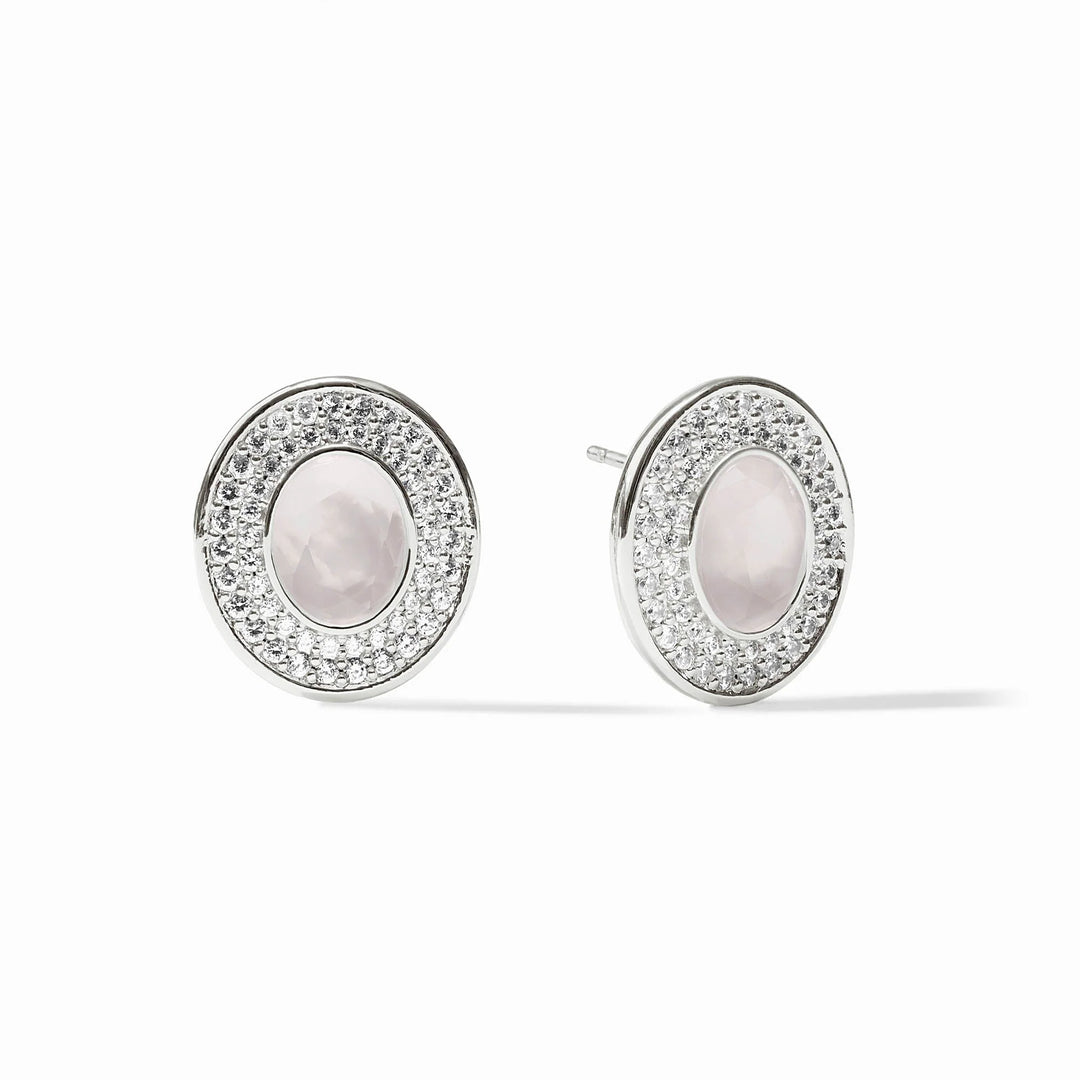 Julie Vos Stardust Stud Earrings in silver with Iridescent Clear Crystal stones