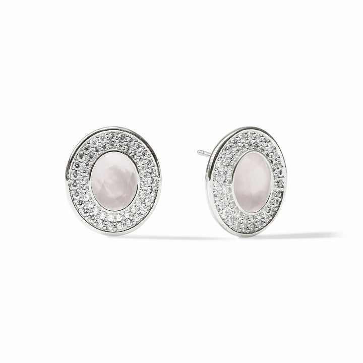 Julie Vos Stardust Stud Earrings in silver with Iridescent Clear Crystal stones