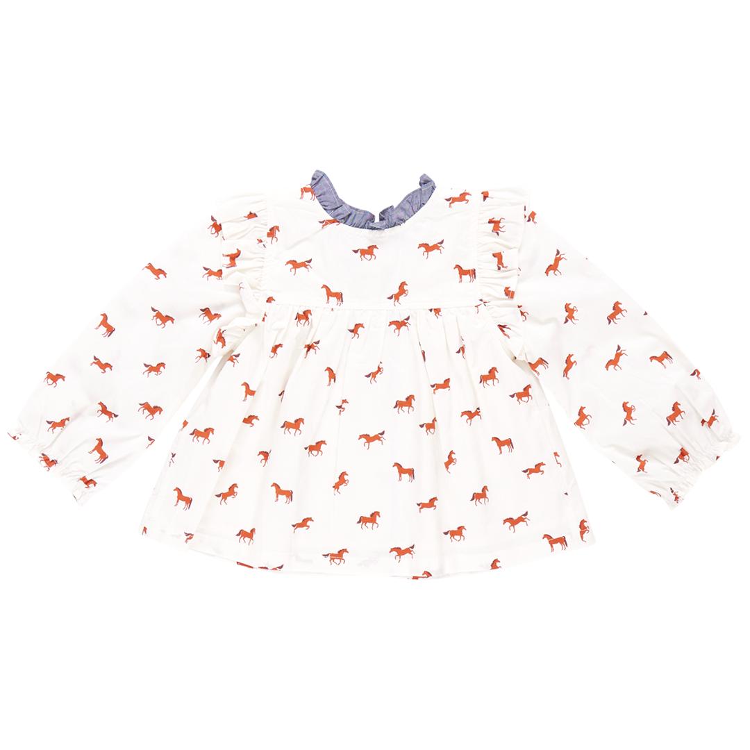 Girls Kalani Button Up Top - Tiny Horses