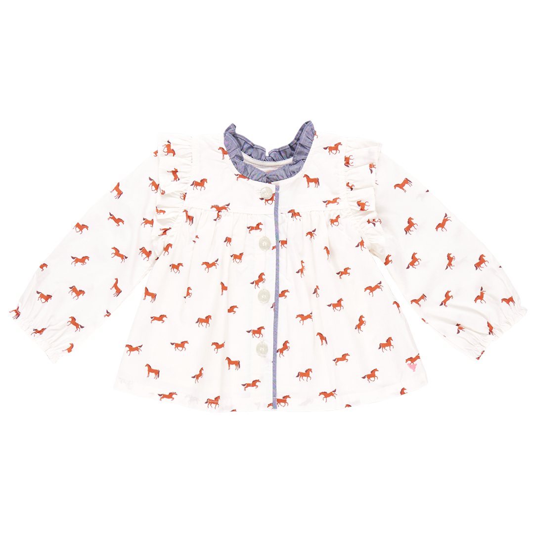 Girls Kalani Button Up Top - Tiny Horses