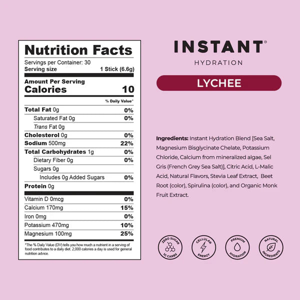 Instant Hydration Electrolyte Powder - Lychee