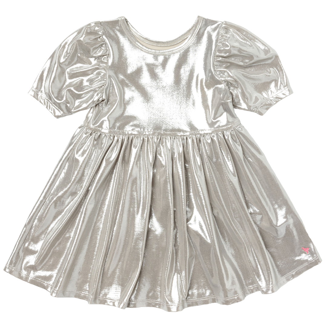 Girls Lame Laurie Dress - Champagne