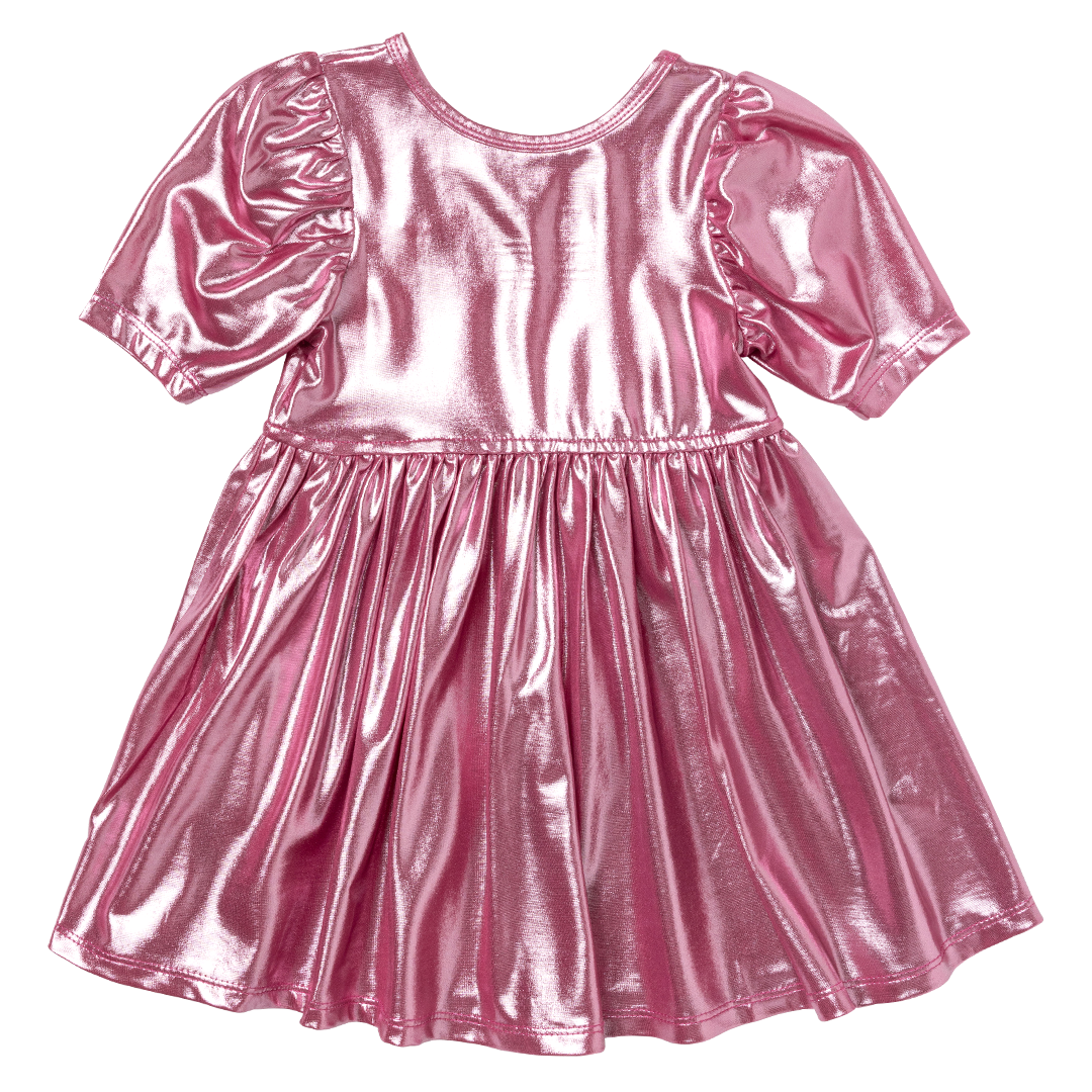 Girls Lame Laurie Dress - Pink