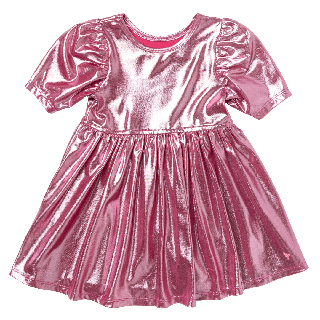 Girls Lame Laurie Dress - Pink