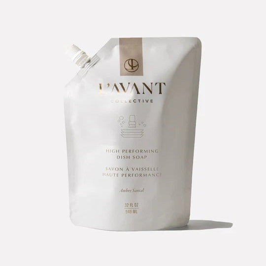 L’AVANT Dish Soap Refill in Ambre Santal, 32 oz high-performing dish soap refill pouch
