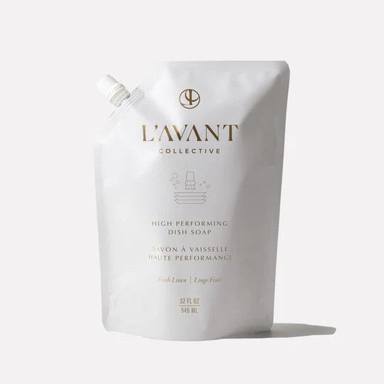L’AVANT Dish Soap Refill in Fresh Linen, 32 oz high-performing dish soap refill pouch