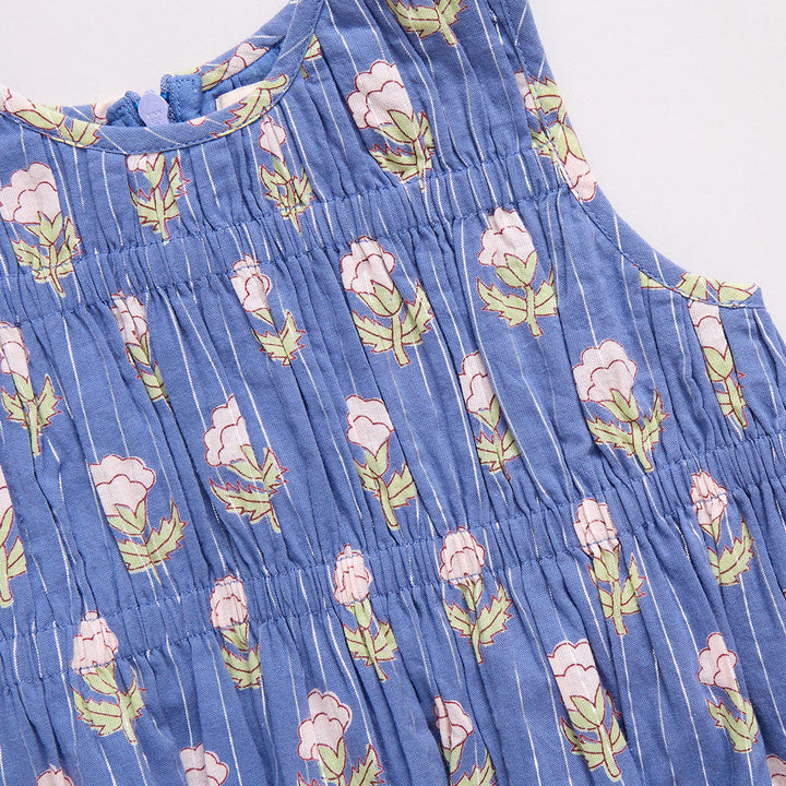 Girls Sleeveless Waverly Dress - Periwinkle Small Bud