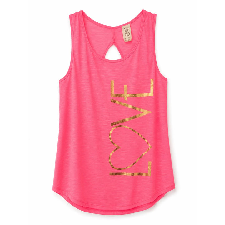 Neon Pink Love Tank w/ Open Back