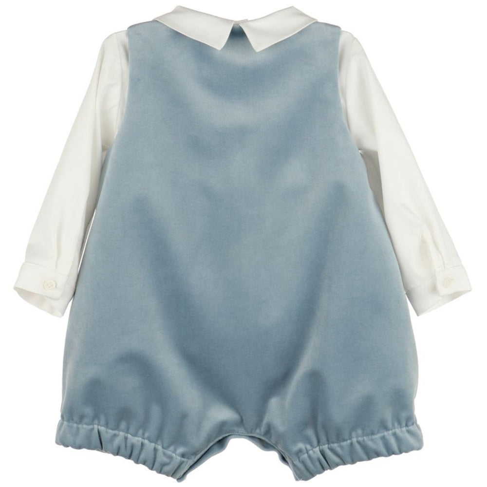 Vintage Blue Deluxe Velvet Boy Romper